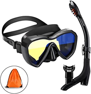 LUXPARD Snorkel Set, Anti-Fog Panoramic View Snorkel Mask and Anti-Leak Dry Snorkel Tube