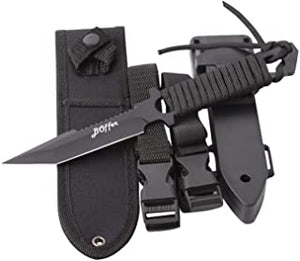 BOffer Scuba Diving Knife,Black Tactical Sharp Blade knives,Divers dive tool with 2 Types Sheaths